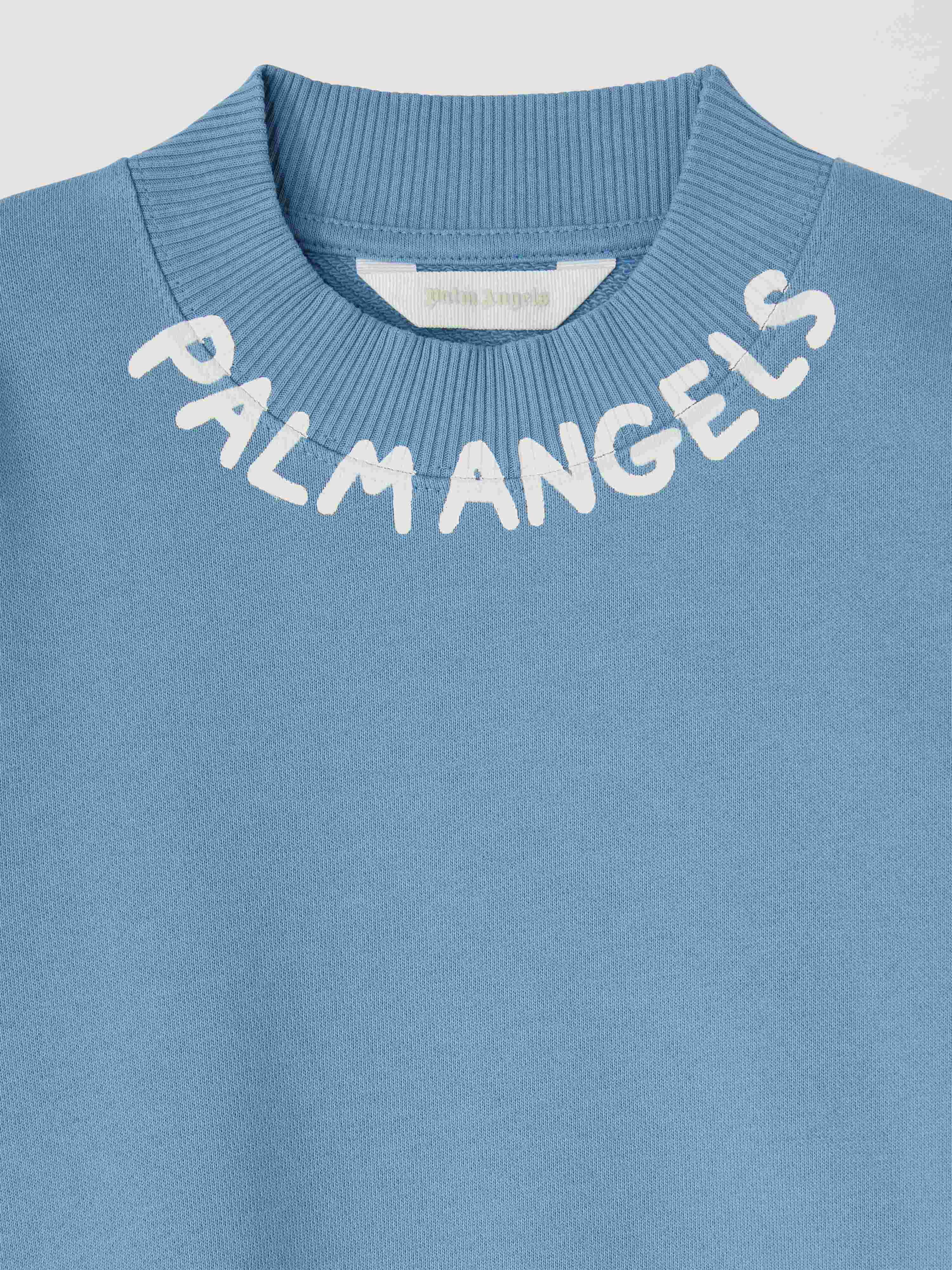 PALM ANGELS  Block logo sweatshirt DUSY BLUE OFF WHITE PBBA012S25FLE002