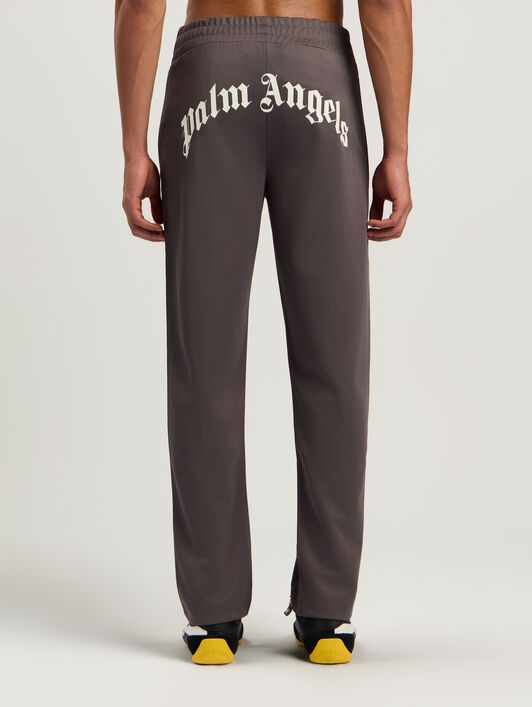 PALM ANGELS Back Curved Logo Track Pants DARK GREY - OFF WHITE PMCJ048F25FAB001