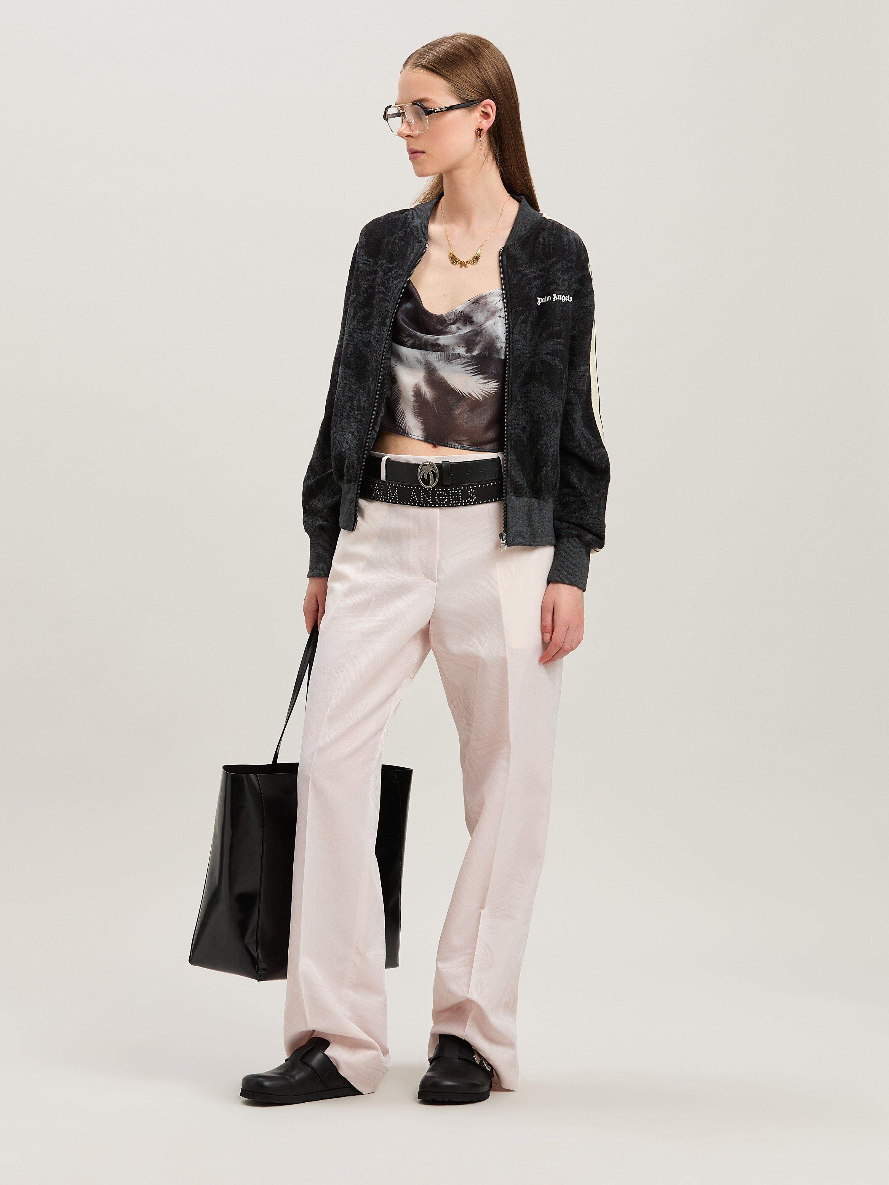 PALM ANGELS  Jacquared Palms Pants SOFT ROSA - SOFT ROSA PWCA150S25FAB001