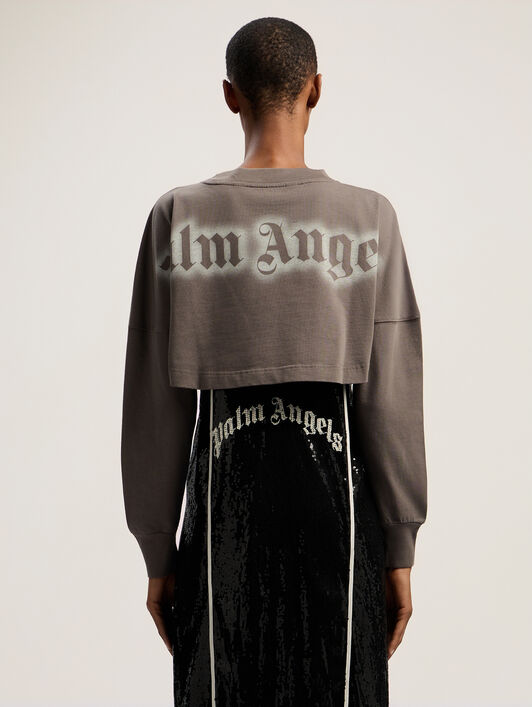 Classic Logo Crop Top PALM ANGELS Classic Logo Crop Top DARK GREY - OFF WHITE PWAB023F25JER001