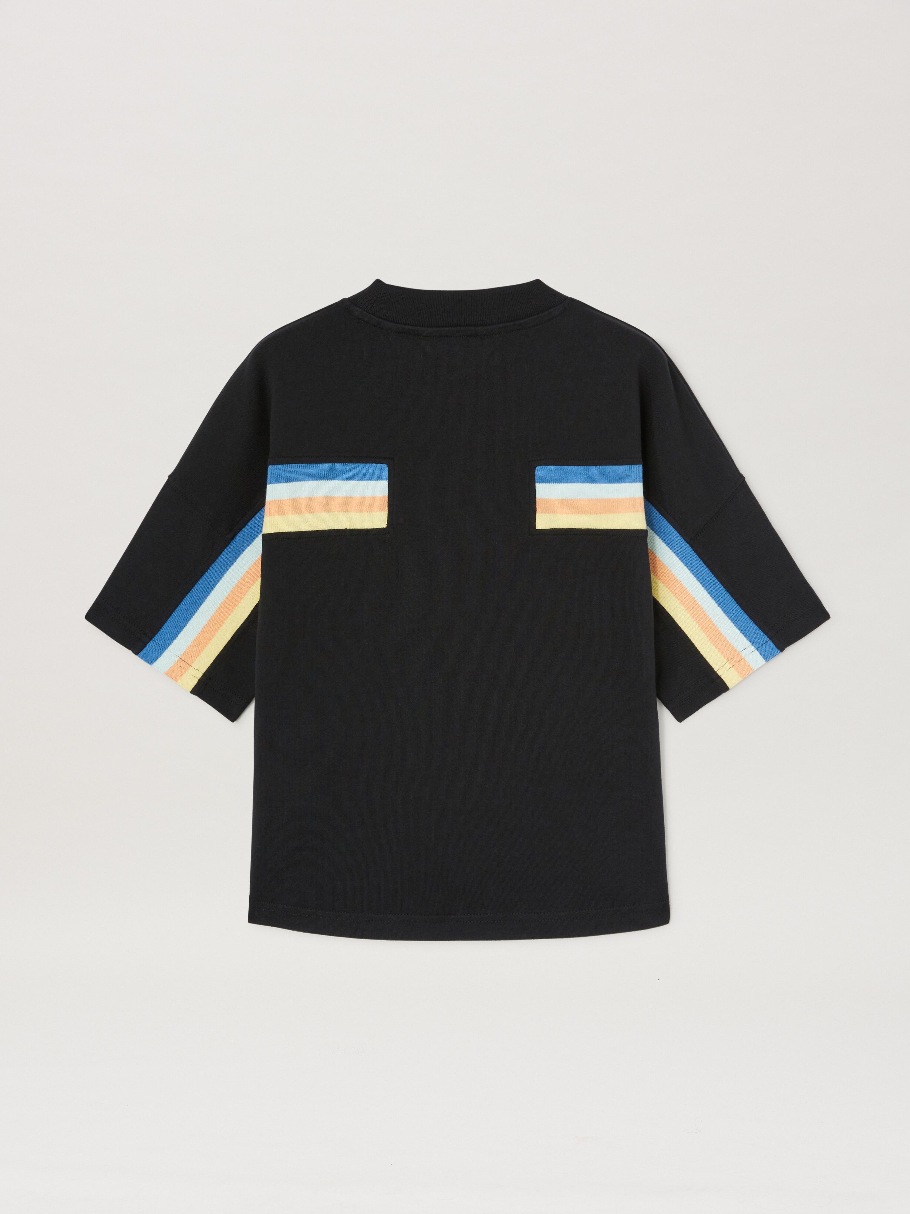 PALM ANGELS  Multicolor band Track T-shirt BLACK OFF WHITE PBAA015S25JER001