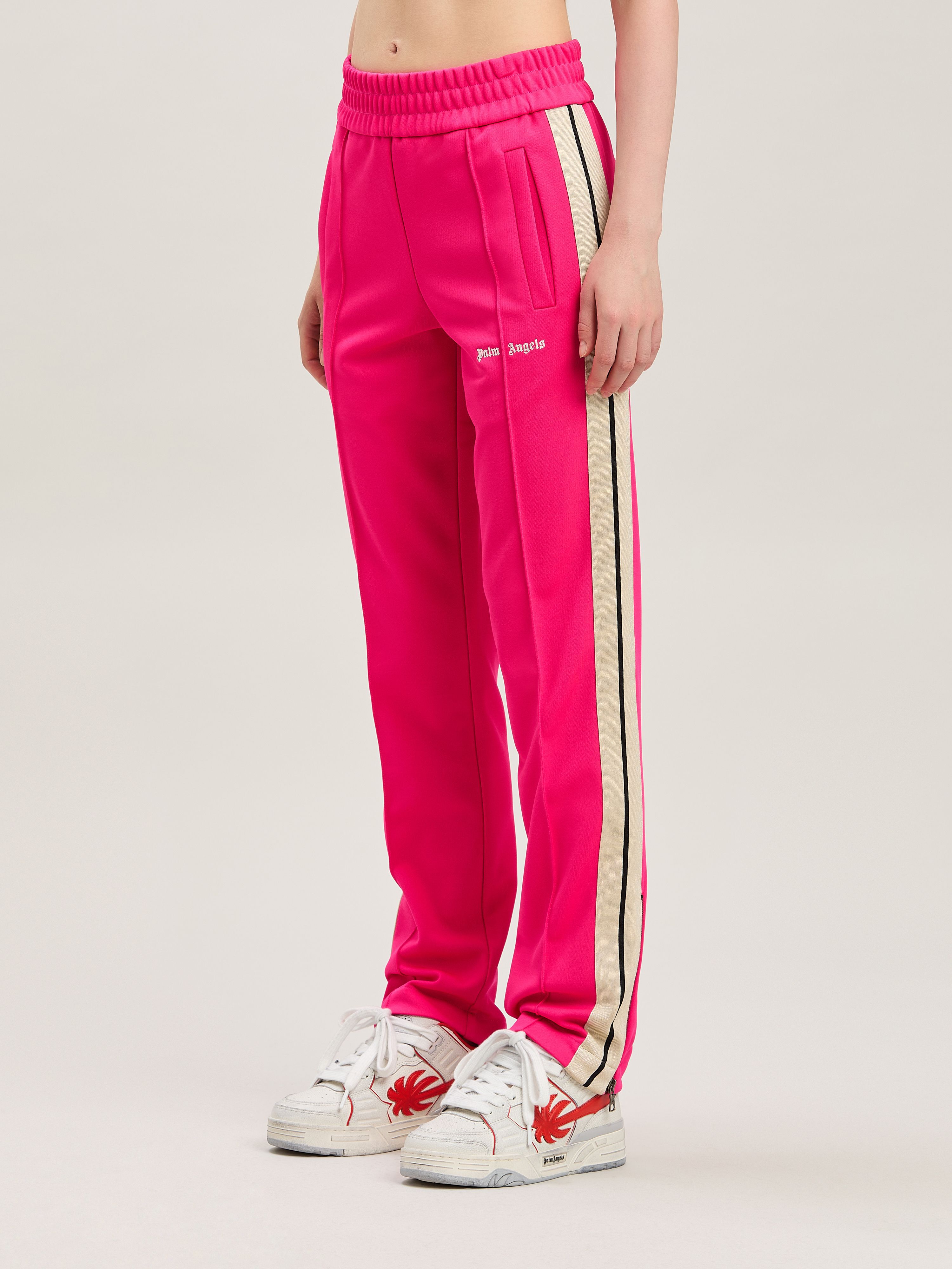 PALM ANGELS  Jogginghose mit klassischem Logo-Stickerei FUCHSIA - OFF WHITE PWCJ001S25FAB001