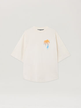 PALM ANGELS I Love Pa Over T-Shirt OFF WHITE BLACK PMAA10BS26JER003