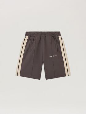 PALM ANGELS Classic Logo Track Shorts DARK GREY - OFF WHITE PMCL009F25FAB002