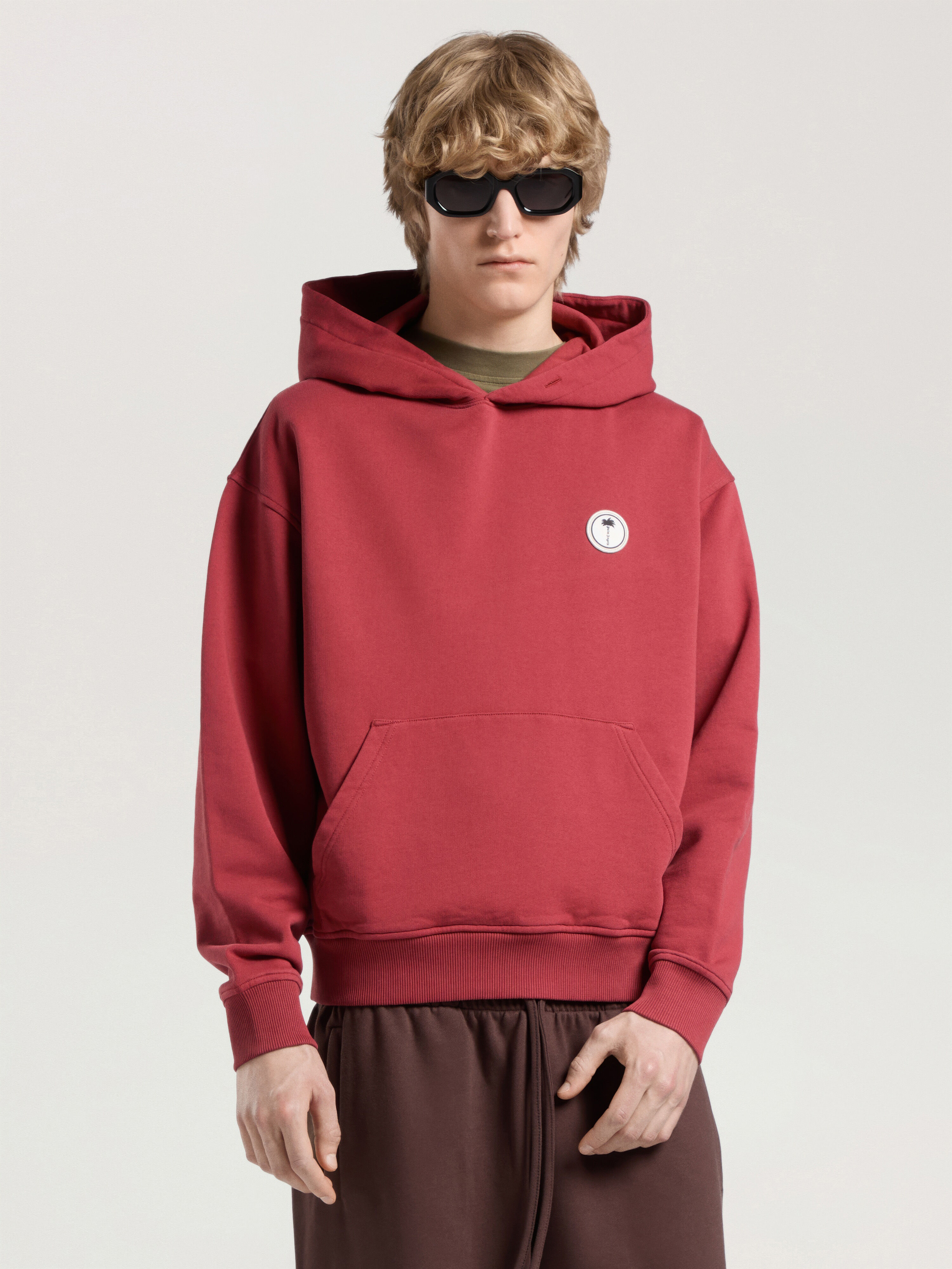 PALM ANGELS Palm Tree Regular Hoodie BRICK RED - OFF WHITE PAMBB03F26FL03