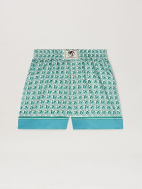 PALM ANGELS  PA Diamond Shorts BABY BLUE - OFF WHITE PWAA017S25JER001