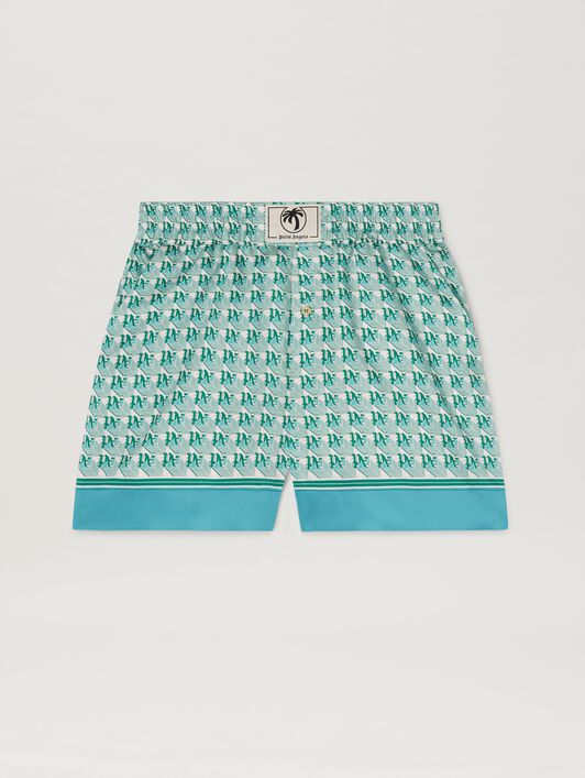 PALM ANGELS  PA Diamond shorts GREEN - IVORY PWCB056S25FAB003