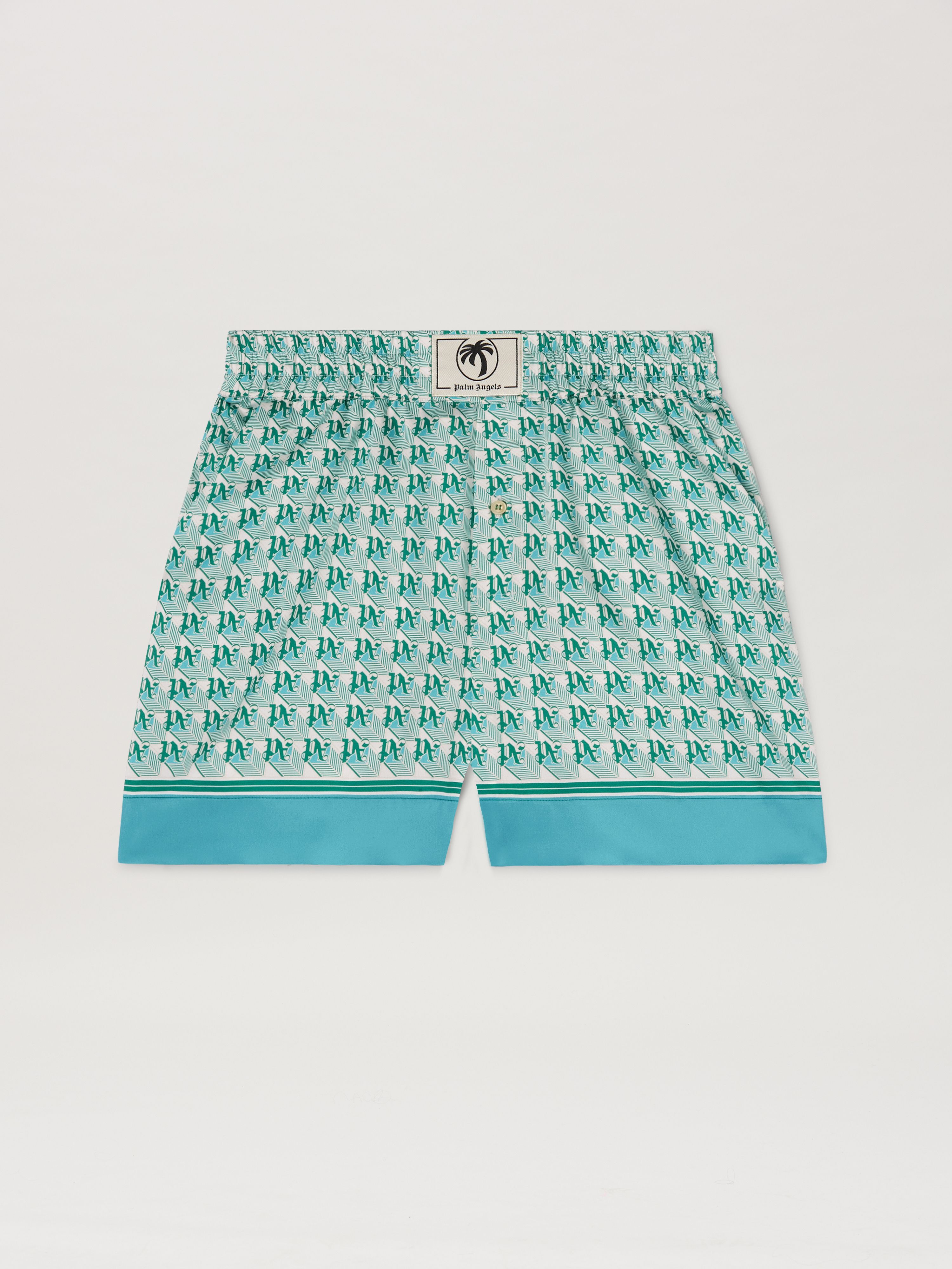 PALM ANGELS  PA Diamond shorts GREEN - IVORY PWCB056S25FAB003
