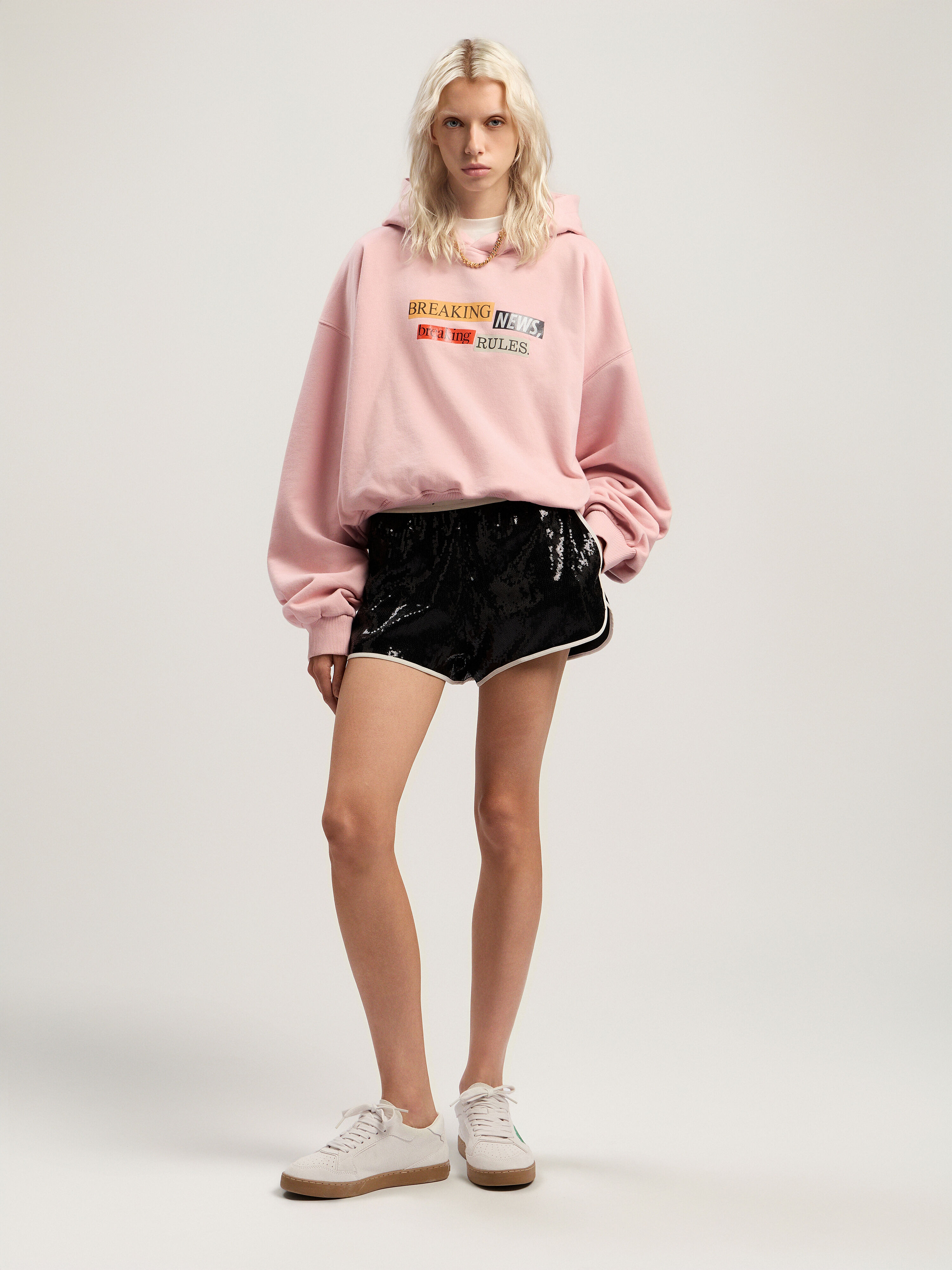 PALM ANGELS Quote Crop Hoodie PINK - MULTICOLOR PWBB076F25FLE005