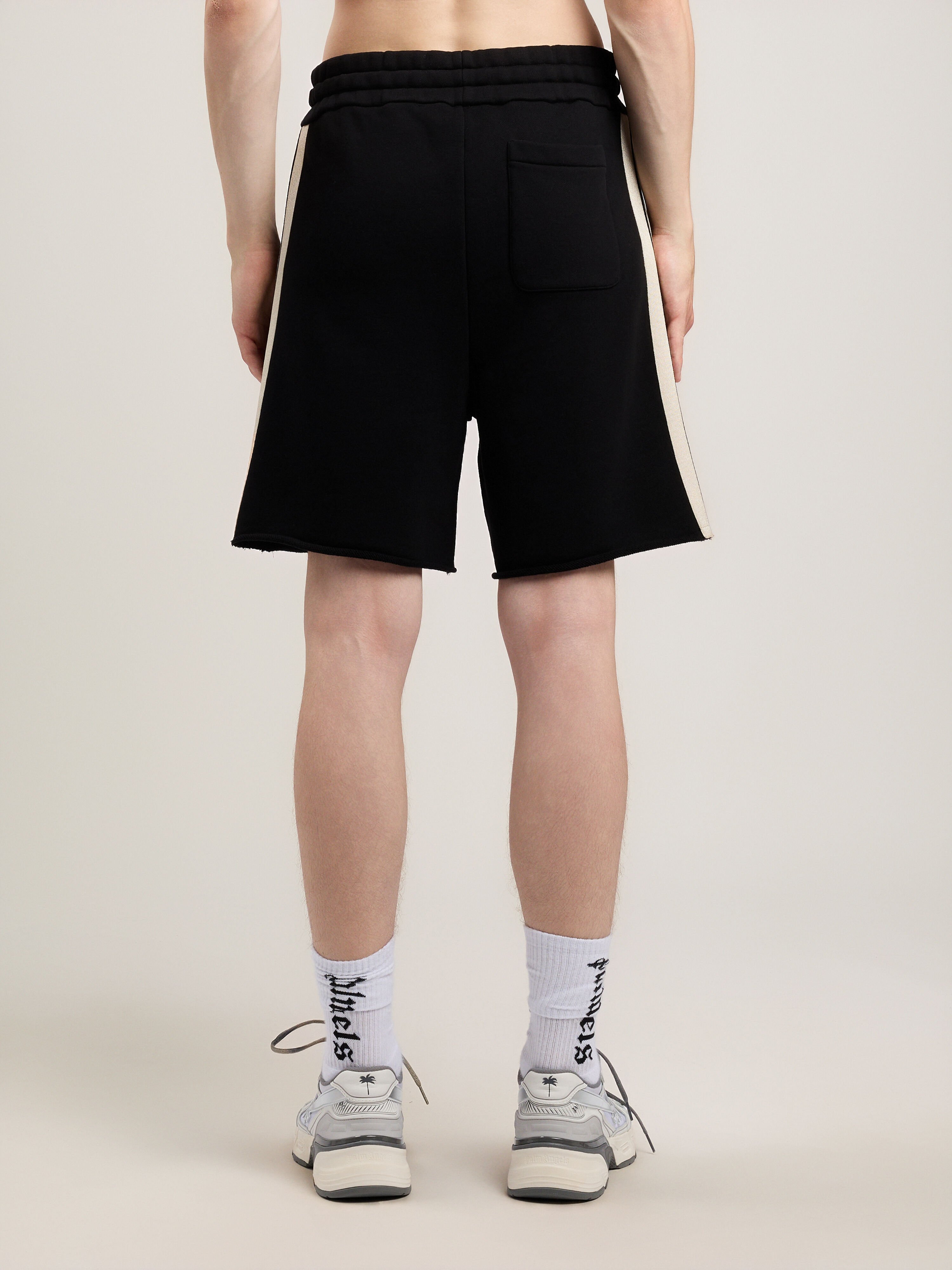 Curved Logo Track Sweatshorts PALM ANGELS Curved Logo Track Sweatshorts BLACK OFF WHITE PMCI02DS26FLE001