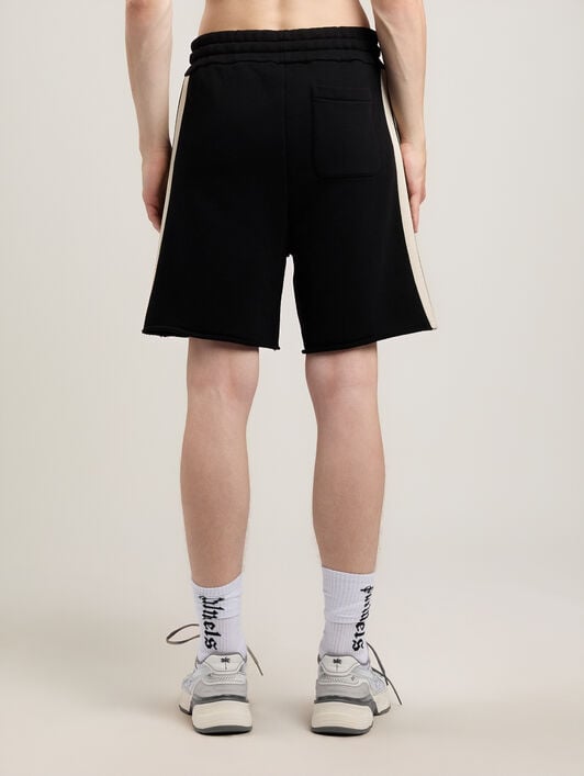 Curved Logo Track Sweatshorts PALM ANGELS Curved Logo Track Sweatshorts BLACK OFF WHITE PMCI02DS26FLE001