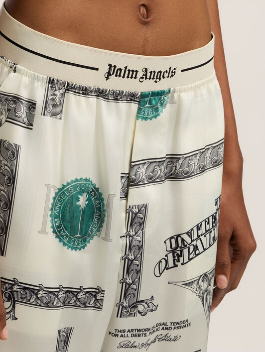 PALM ANGELS Dollar Print Pajama Pants IVORY - BLACK PWCA15FF25FAB002
