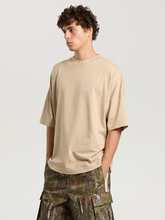 Classic Logo Oversized T-Shirt PALM ANGELS Classic Logo Oversized T-Shirt KAKI - LIGHT YELLOW PAMAA05F26JR02