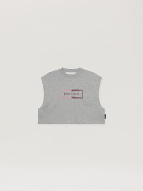 PALM ANGELS Studded Box Logo Tank Top GREY MELANGE - PINK PAWAC03F26JR01