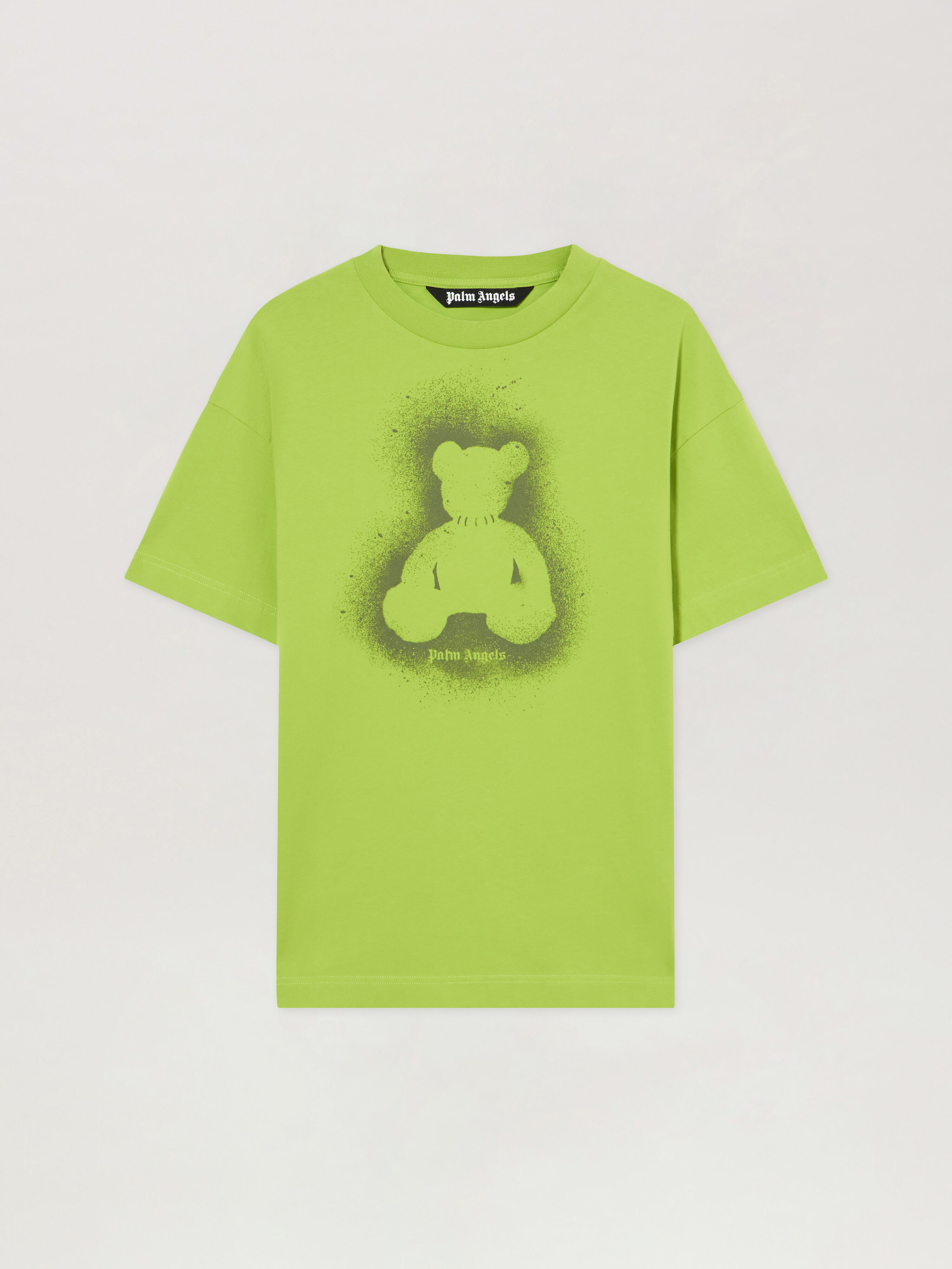 Spray Bear T-Shirt in LIME MILITARY GREEN for Men | Palm Angels®