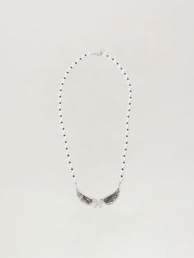 PALM ANGELS Wings Pearl Necklace SILVER - OFF WHITE PMOB12EF25MAT001