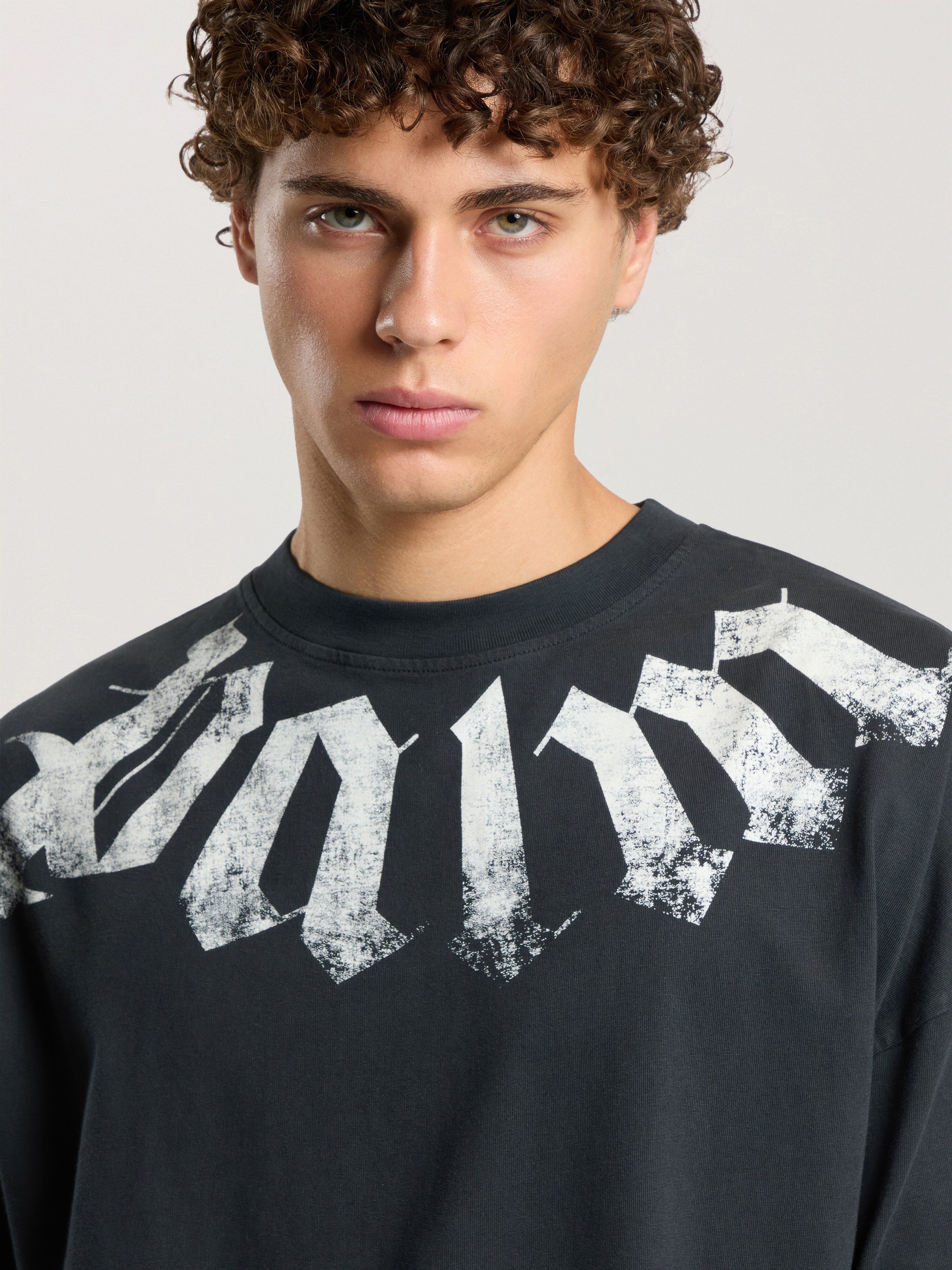 Big Neck Logo Loose T-Shirt PALM ANGELS Big Neck Logo Loose T-Shirt BLACK - OFF WHITE PAMAA03F26JR01