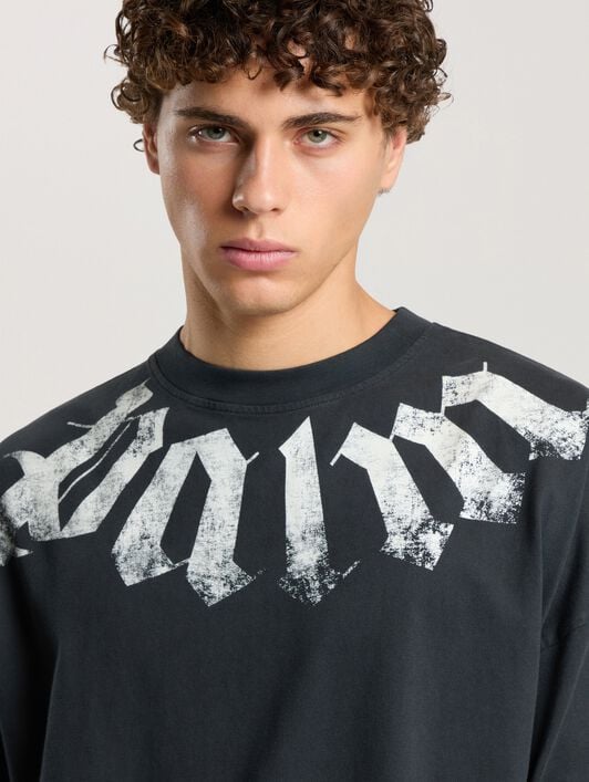 Big Neck Logo Loose T-Shirt PALM ANGELS Big Neck Logo Loose T-Shirt BLACK - OFF WHITE PAMAA03F26JR01