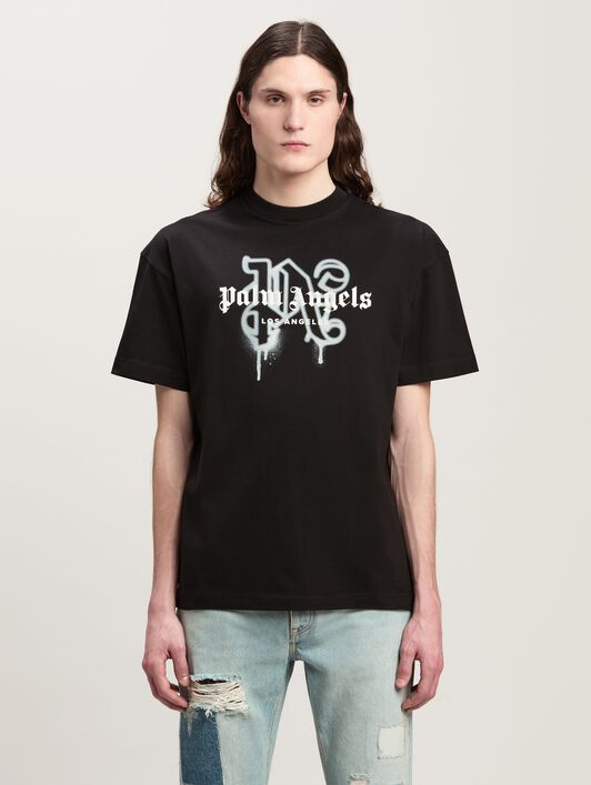 PALM ANGELS Monogram Spray City T-Shirt Los Angels SCHWARZ PMAA001C99JER025
