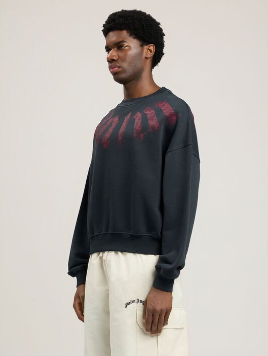 PALM ANGELS Big Neck Logo Loose Sweatshirt BLACK BURGUNDY PMBA08JS26FLE001