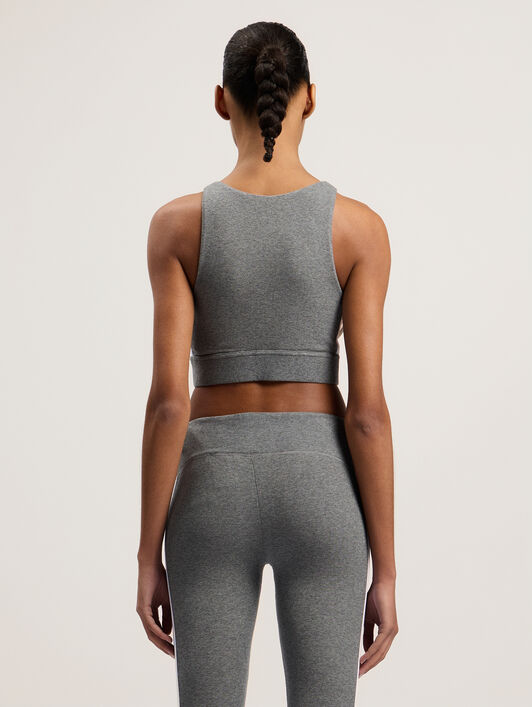 PALM ANGELS Training Track Top MELANGE GREY WHITE PWVO001C99FAB001