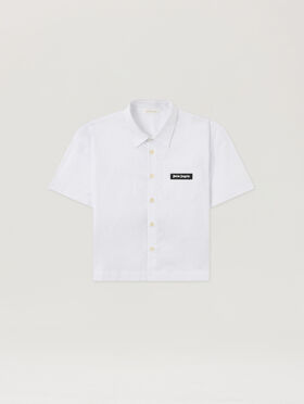 PALM ANGELS Curved Logo Over Shirt OFF WHITE PBGG003S26FAB001
