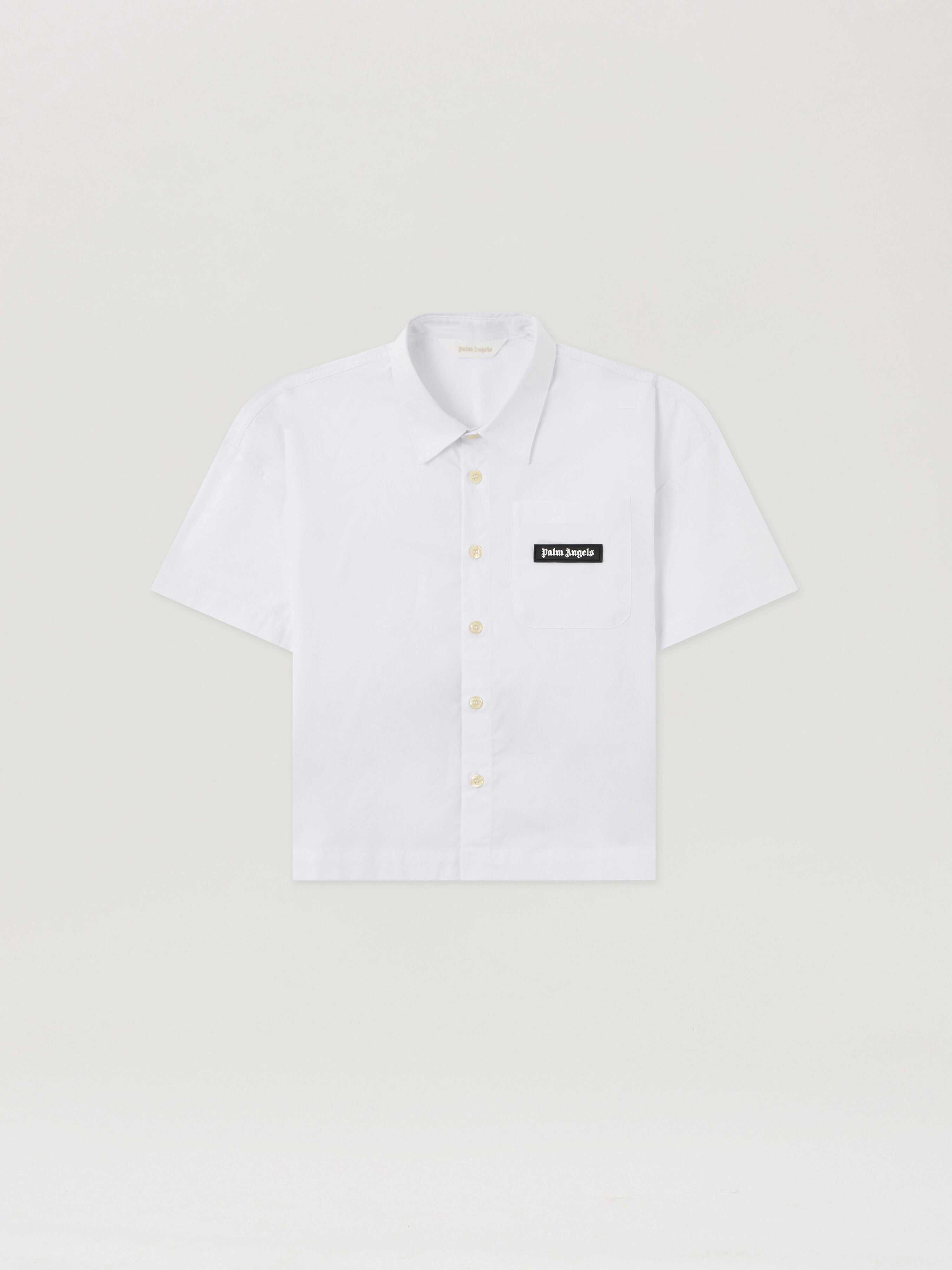 PALM ANGELS Curved Logo Over Shirt OFF WHITE PBGG003S26FAB001