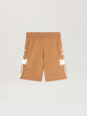 PALM ANGELS  Palm Inlay knit shorts BURGUNDY - OFF WHITE PMCL004S25FAB001