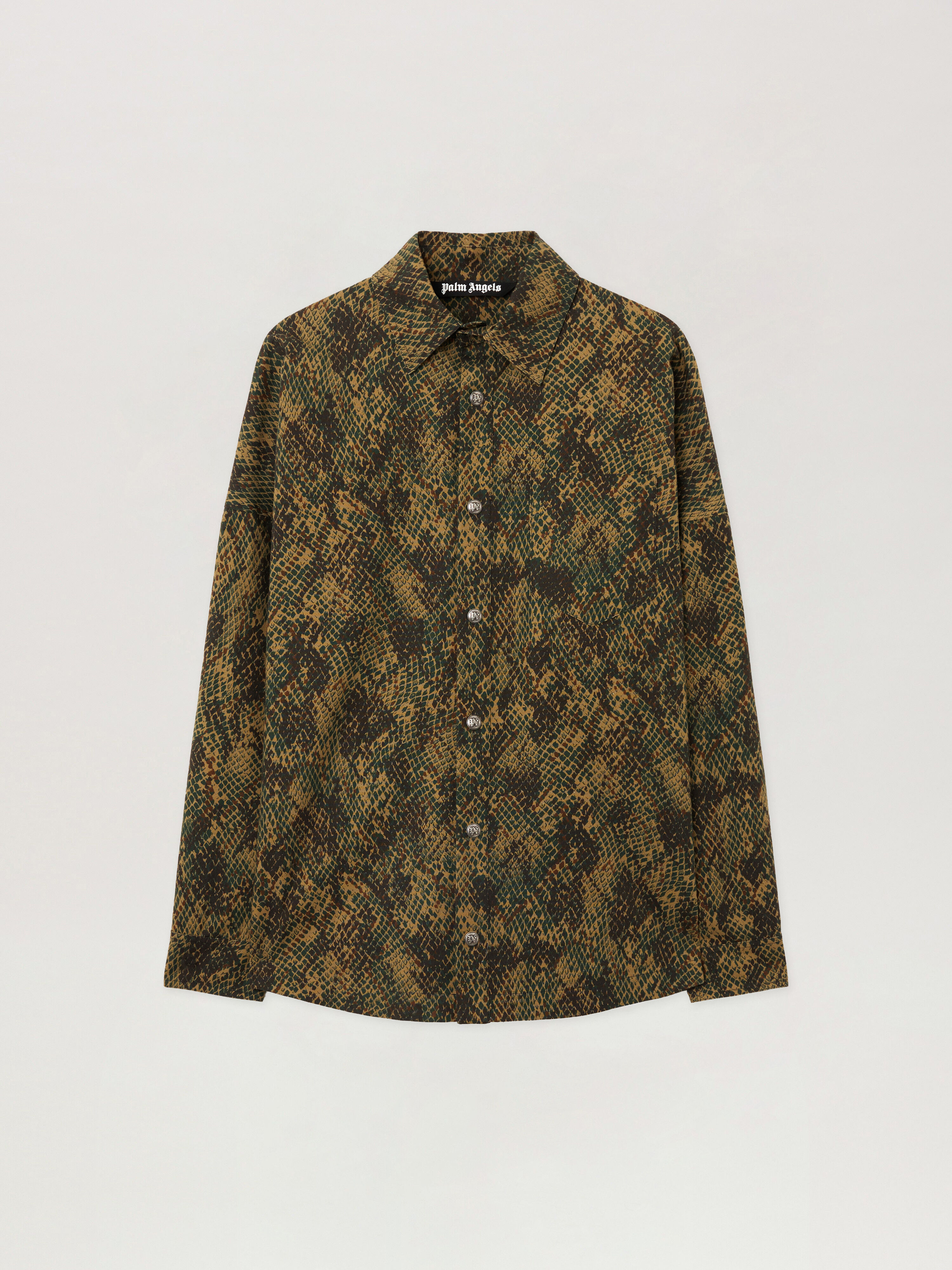 Classic Logo Snake Overshirt PALM ANGELS Classic Logo Snake Overshirt GREEN - OFF WHITE PMES002F25FAB002