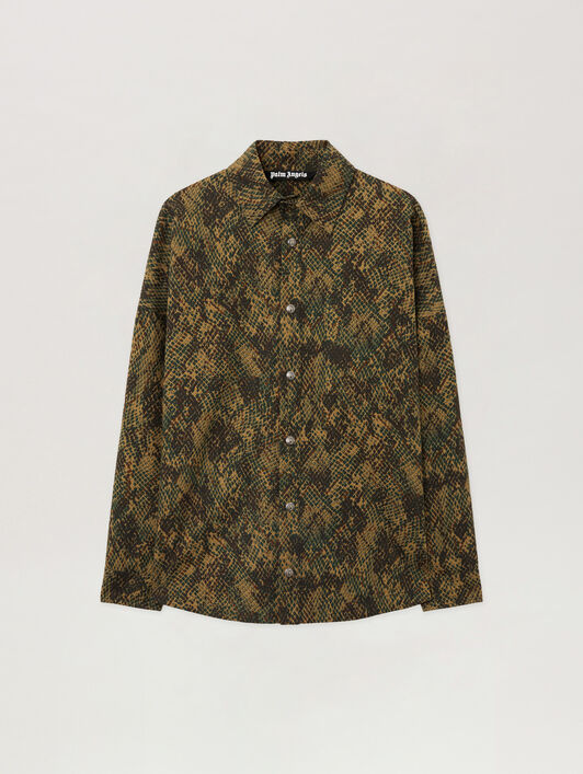 Classic Logo Snake Overshirt PALM ANGELS Classic Logo Snake Overshirt GREEN - OFF WHITE PMES002F25FAB002