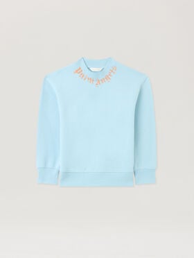 PALM ANGELS Neck Logo Brushed. Crew BLU BIMBO/ BABY BLUE PBBA012S26FLE004