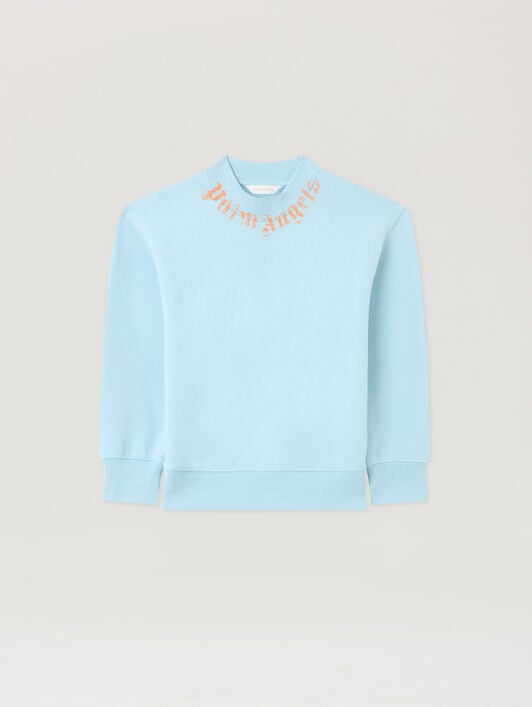PALM ANGELS Neck Logo Brushed. Crew BLU BIMBO/ BABY BLUE PBBA012S26FLE004