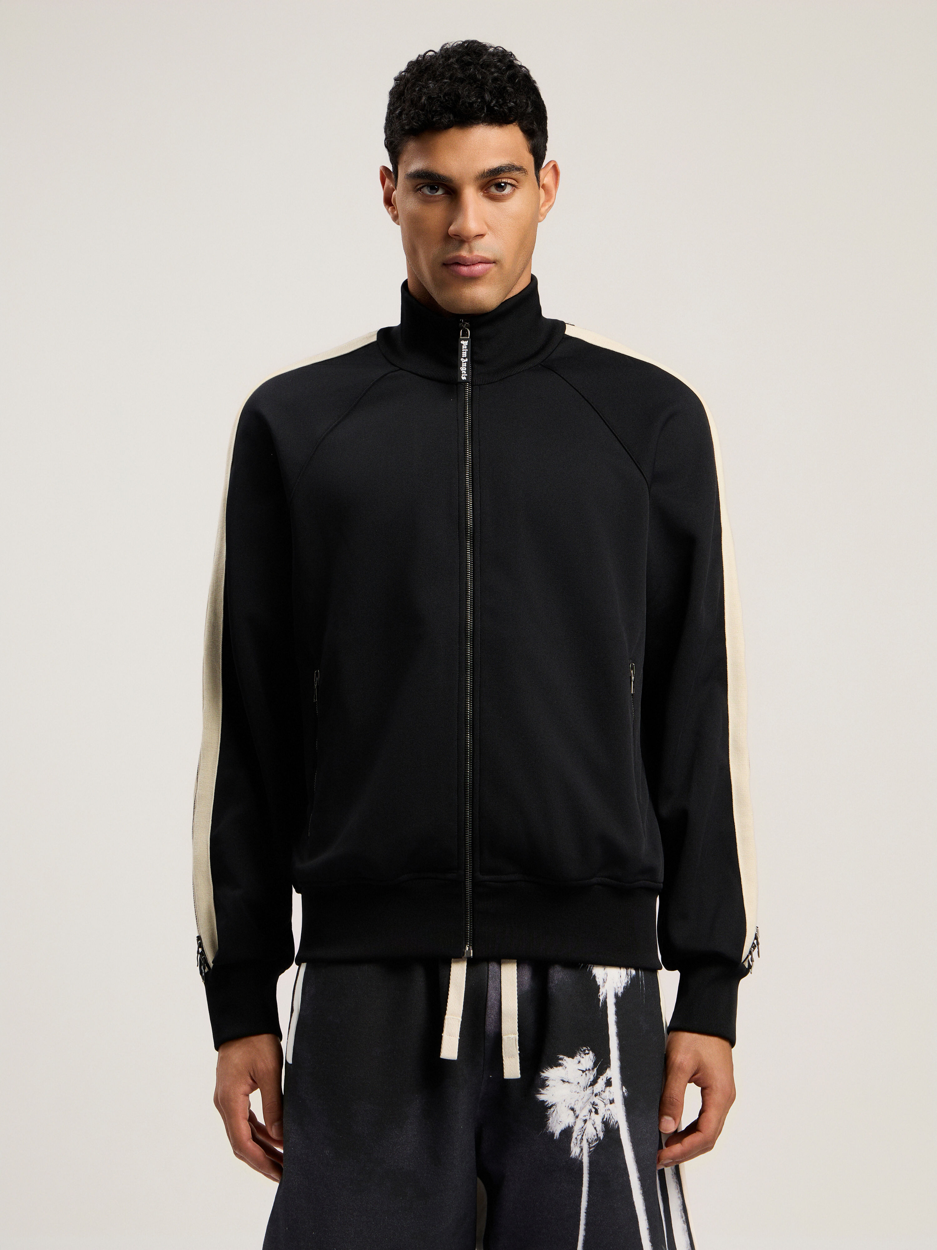 PALM ANGELS Performance Zip-Up Track Jacket BLACK - ORANGE PMBD08FF25FAB001