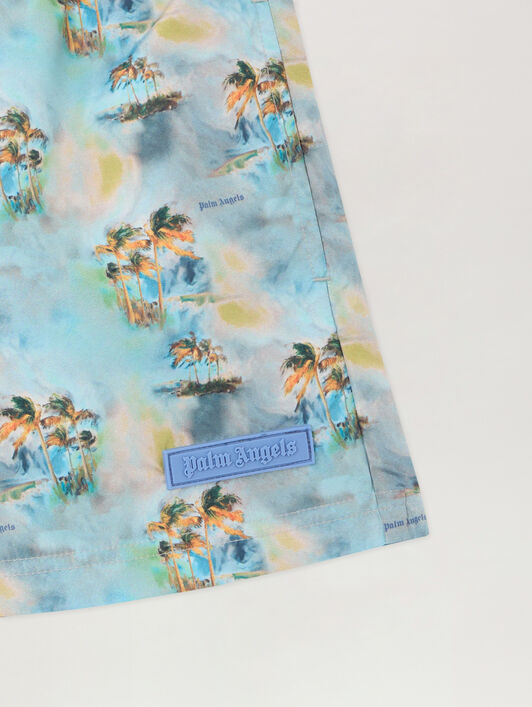 PALM ANGELS Aop Tie Dye Short Beachwear BLU BIMBO/ BABY BLUE PBFD001S26FAB001