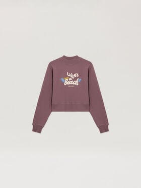 PALM ANGELS Life's A Beach Cropped Sweatshirt MAUVE - ROSE PINK PAWBA04F26FL01