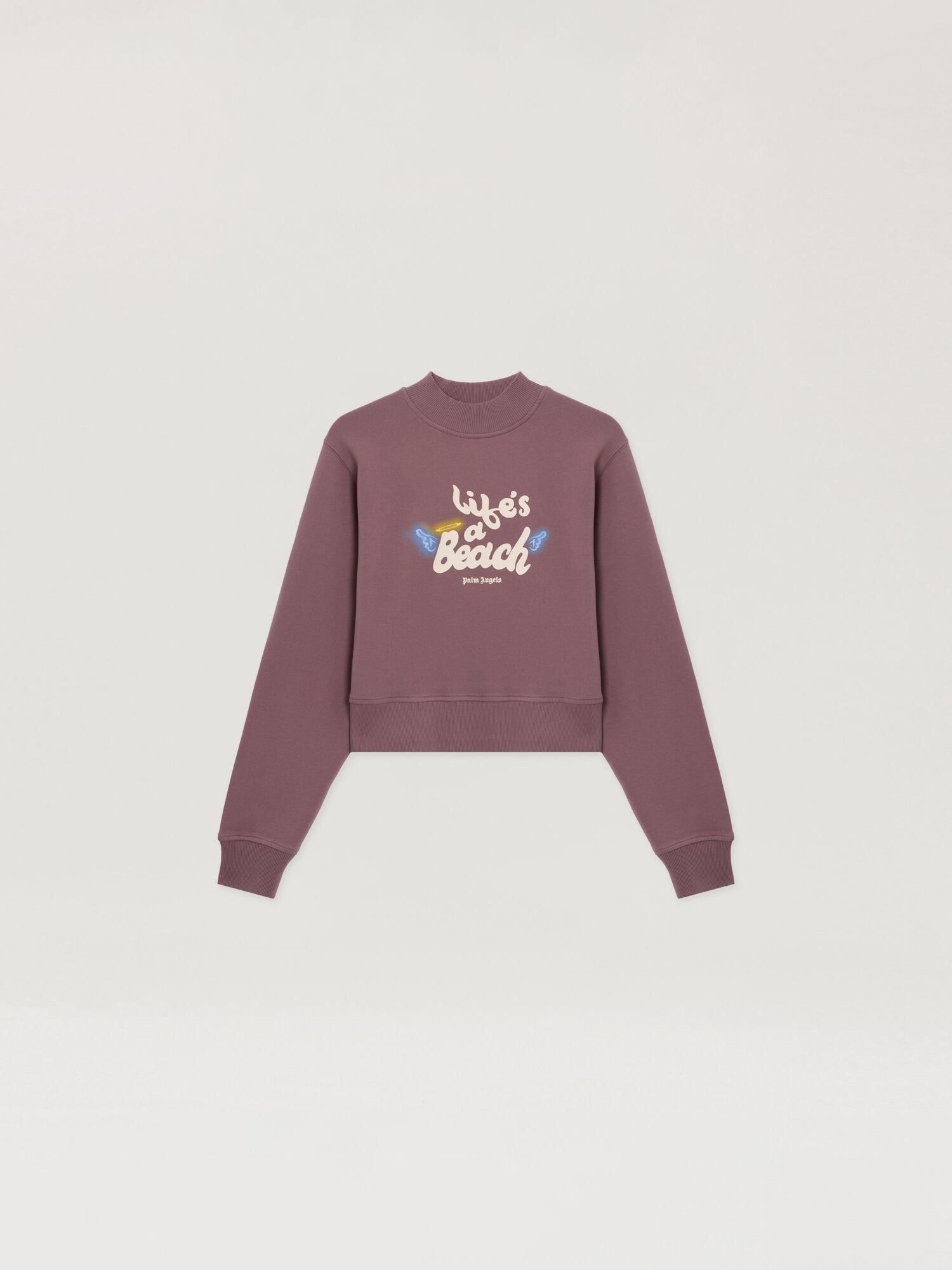 Life's A Beach Cropped Sweatshirt PALM ANGELS Life's A Beach Cropped Sweatshirt MAUVE - ROSE PINK PAWBA04F26FL01
