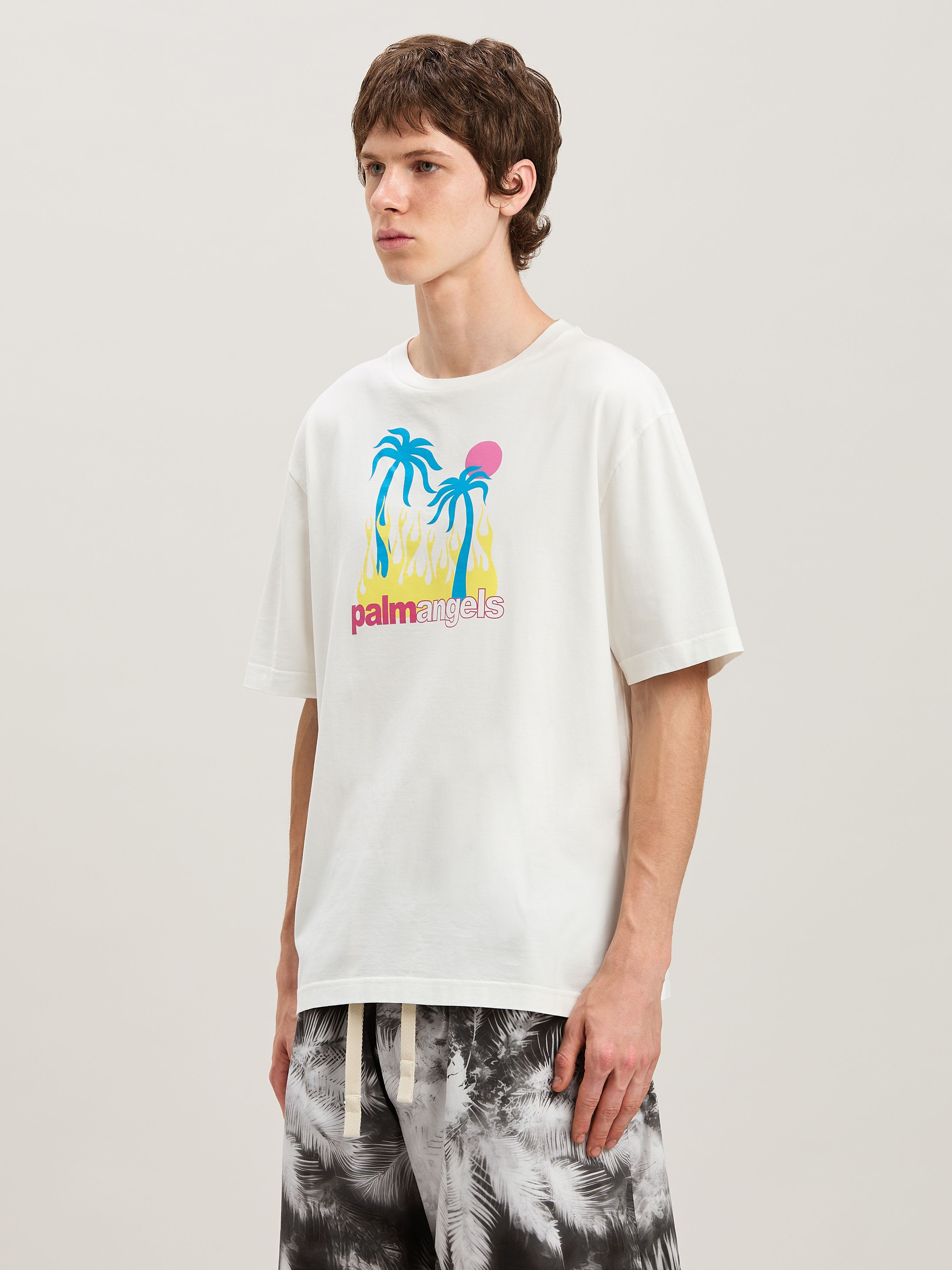 PALM ANGELS  Burning Oasis T-shirt OFF WHITE - MULTICOLORE PMAA089S25JER002