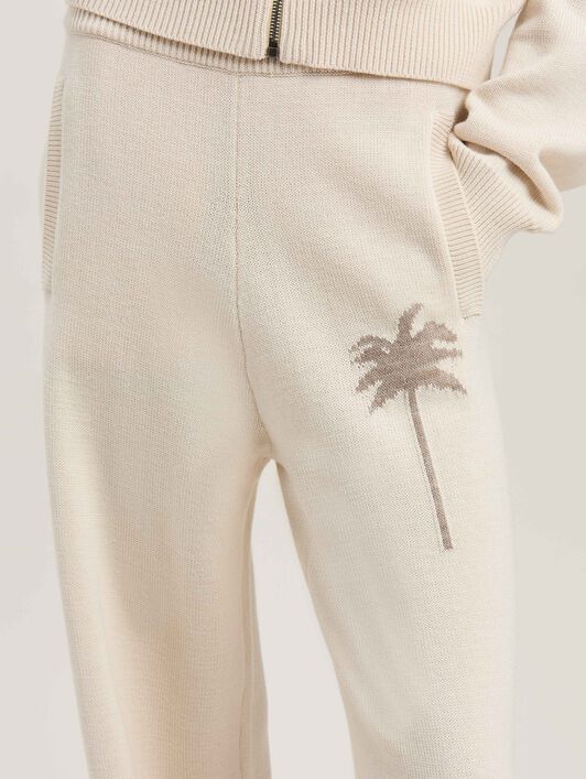 PALM ANGELS  Palm Inlay Track knit pants OFF WHITE - CAMMELLO PWHG035S25KNI001