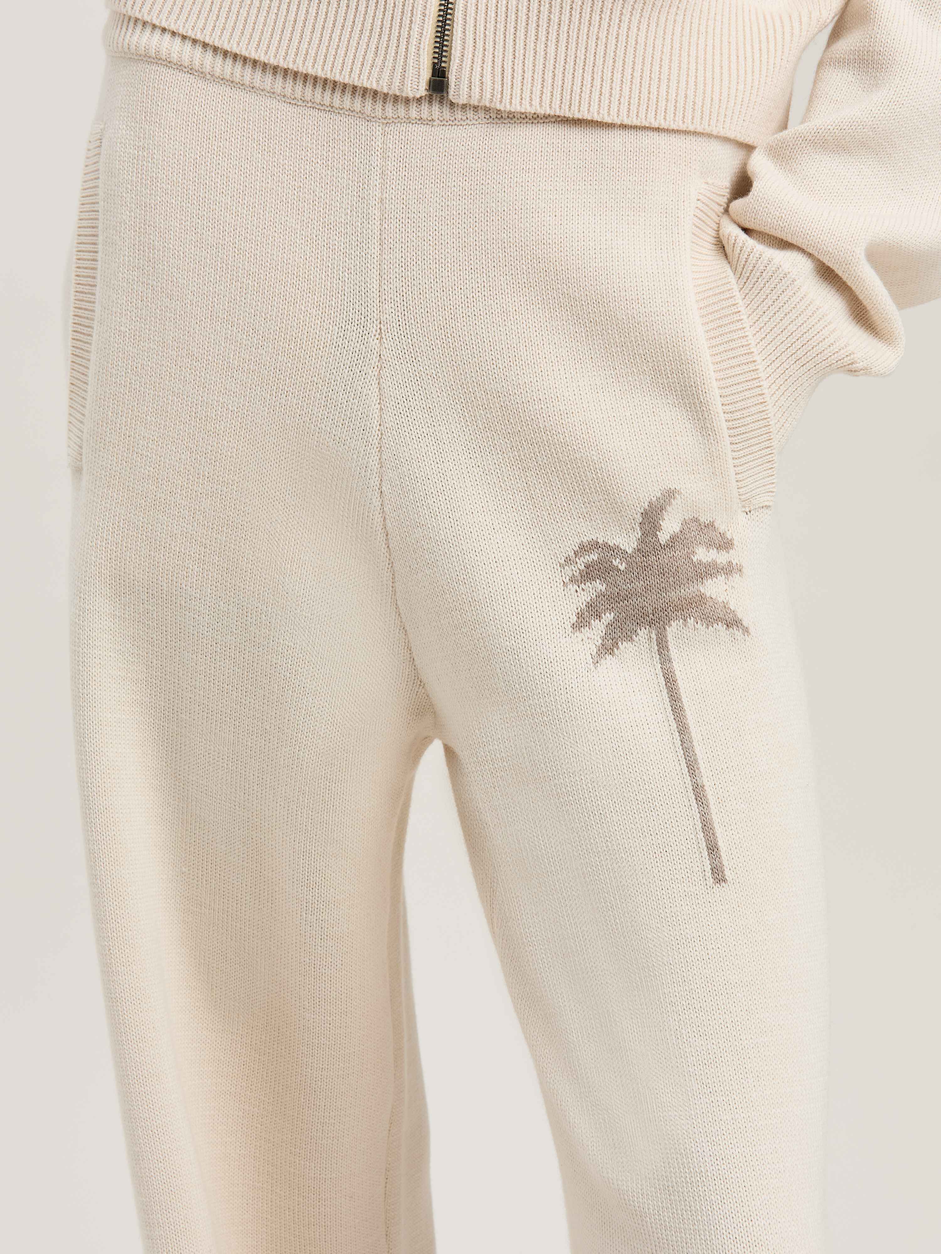 PALM ANGELS  Palm Inlay Track knit pants OFF WHITE - CAMMELLO PWHG035S25KNI001