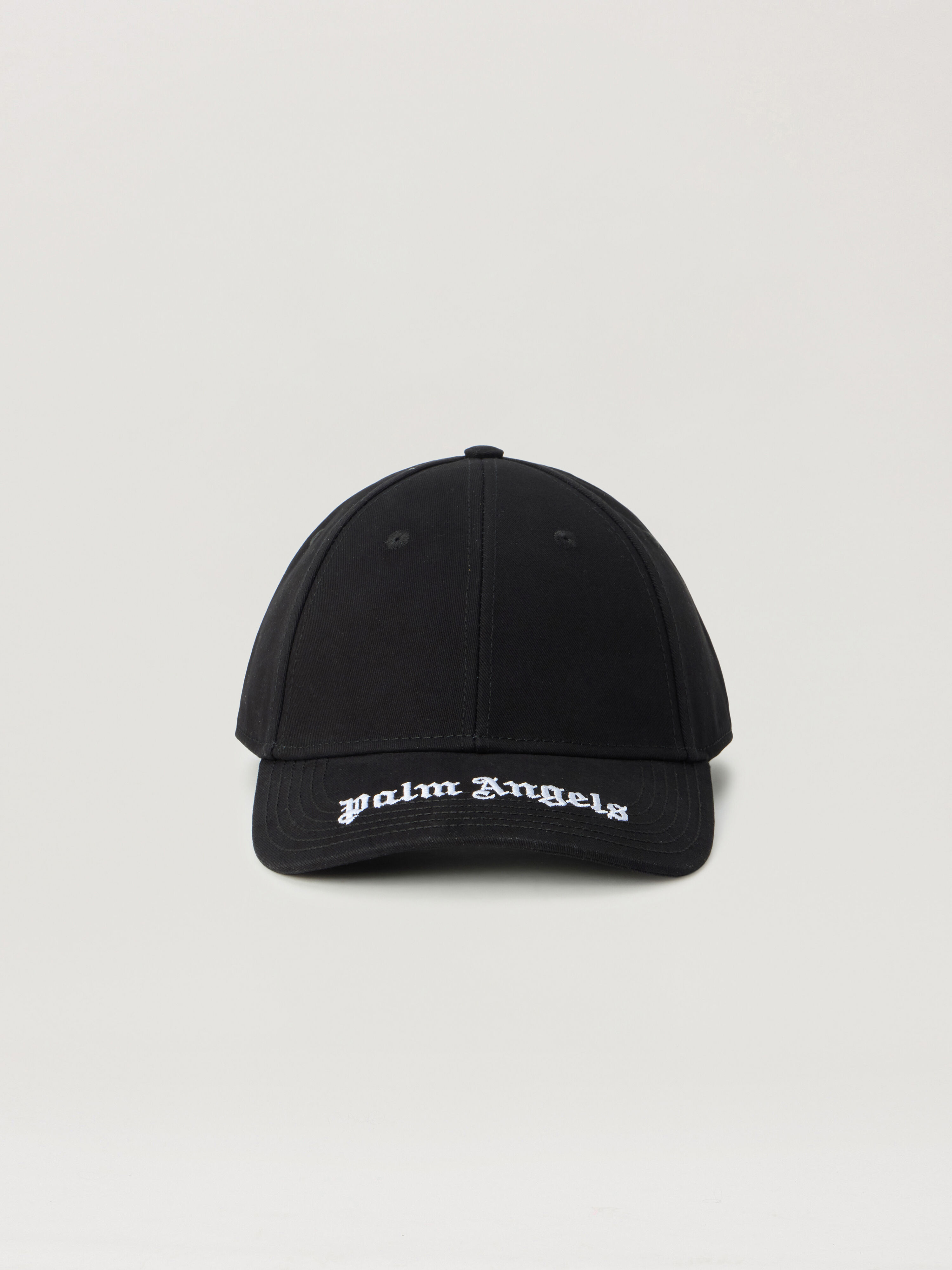 Curved Logo Visor Cap PALM ANGELS Curved Logo Visor Cap BLACK - OFF WHITE PAMLB01F26FB02