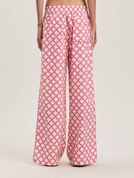 PALM ANGELS  Net logo Pants IVORY - FUCHSIA PWCA156S25FAB001