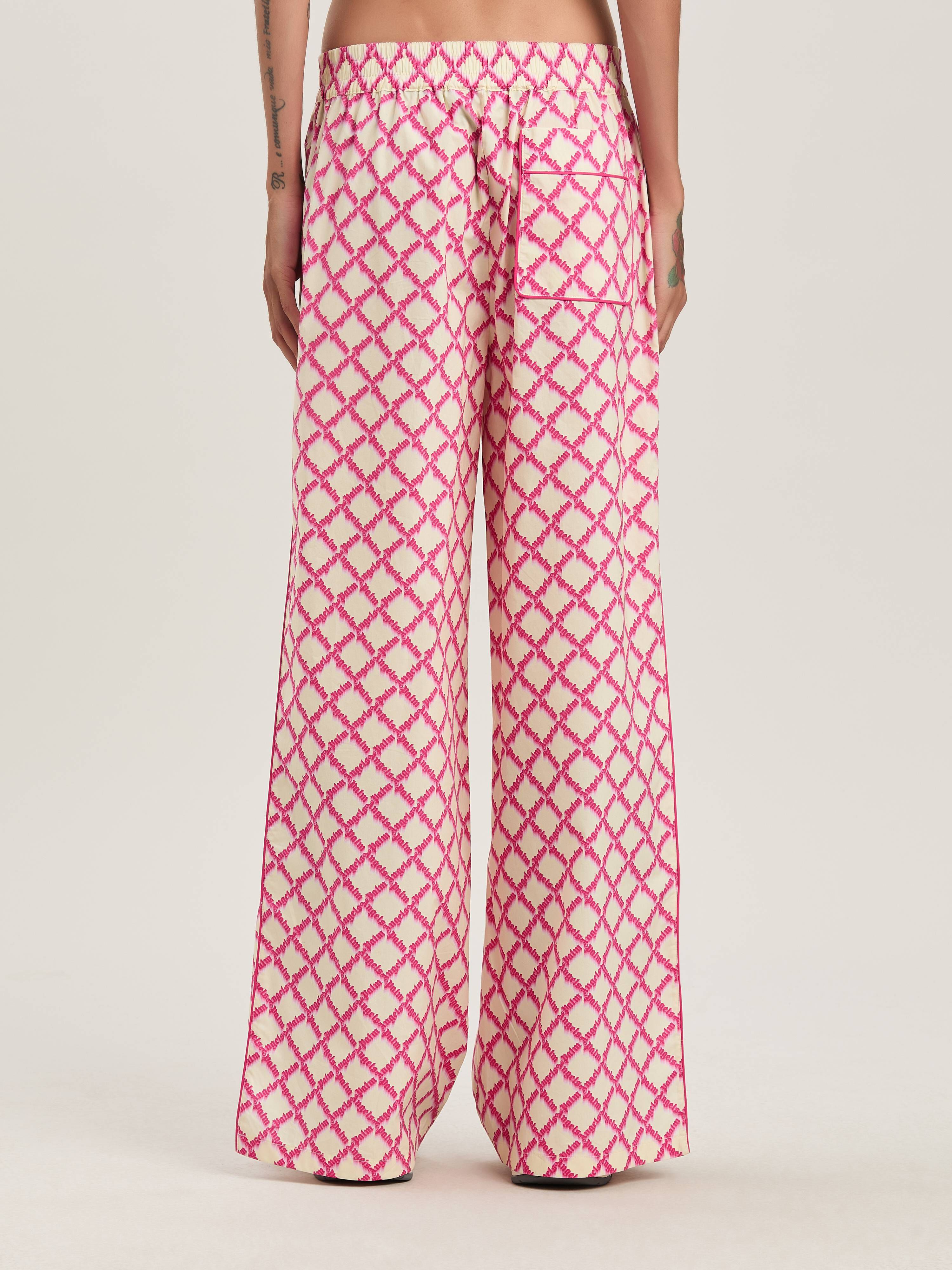 PALM ANGELS  Net logo Pants IVORY - FUCHSIA PWCA156S25FAB001