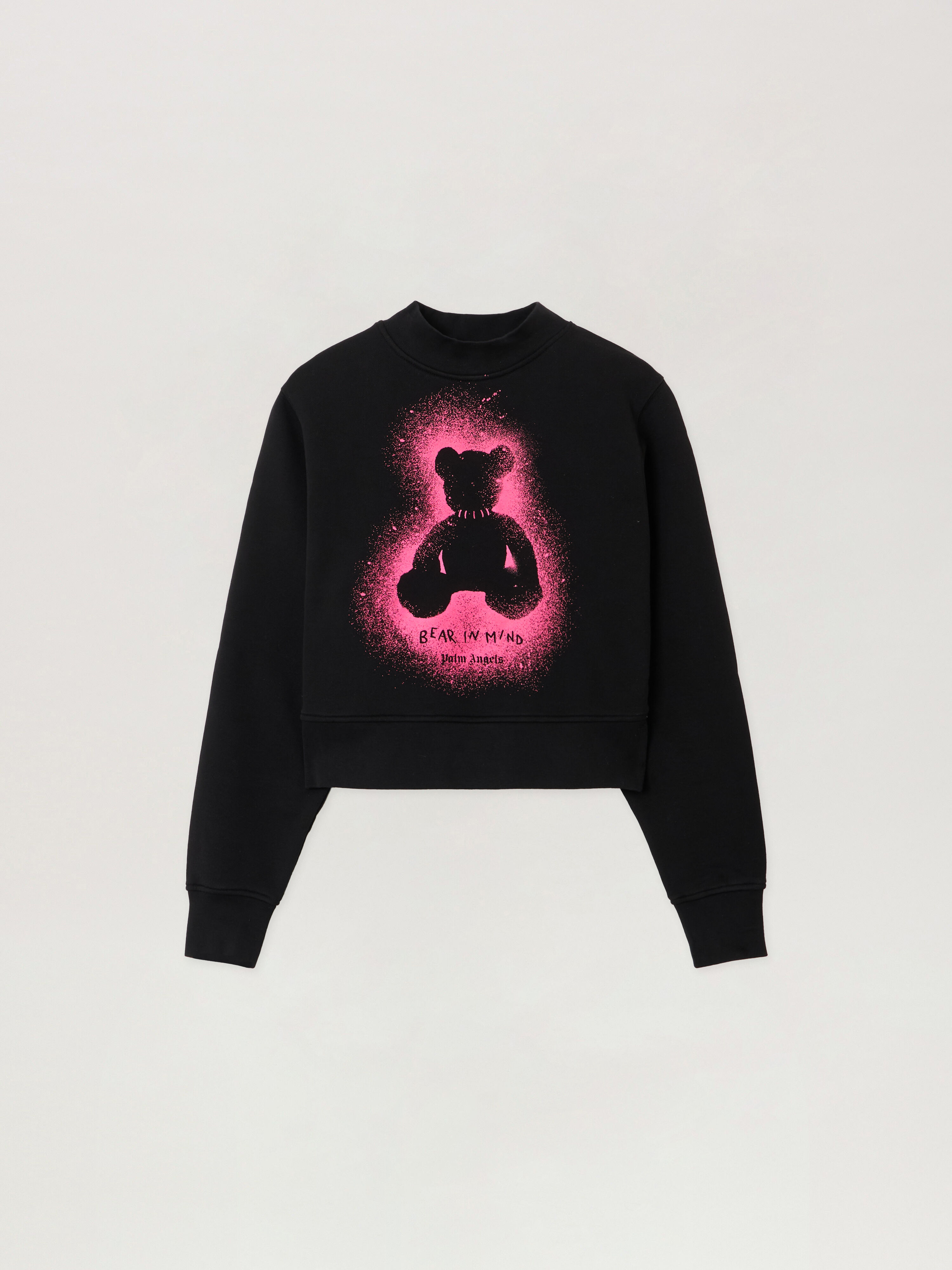 Spray Bear Fitted Crew Sweatshirt in BLACK - FUCHSIA FLUO for