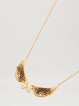 PALM ANGELS  Monogram with wings necklace GOLD - TRANSPARENT PWOD037S25MAT001