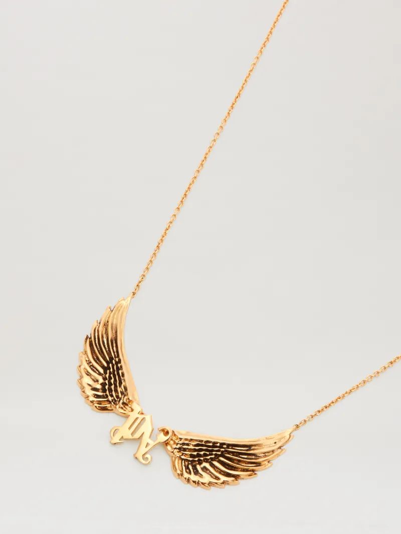 PALM ANGELS  Monogram with wings necklace GOLD - GOLD PWOB12CS25MAT001