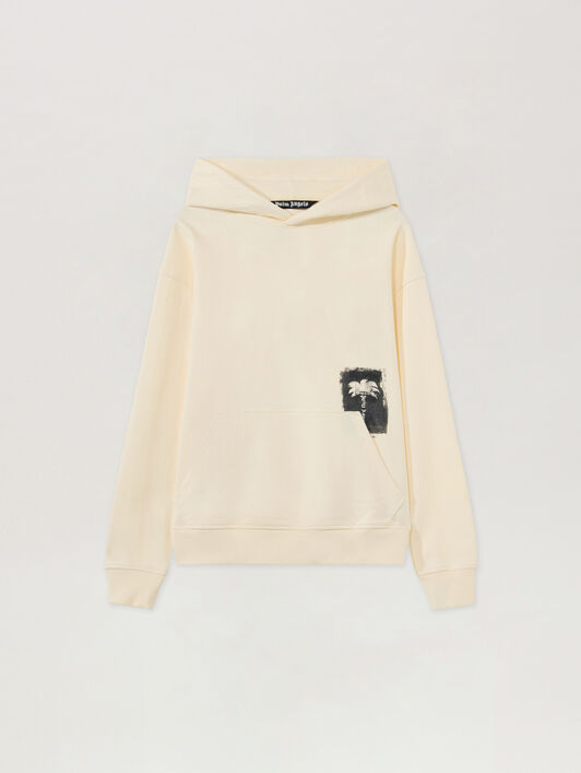PALM ANGELS Brushed Palm Tree Regular Hoodie OFF WHITE - BLACK PAMBB03W26FL06