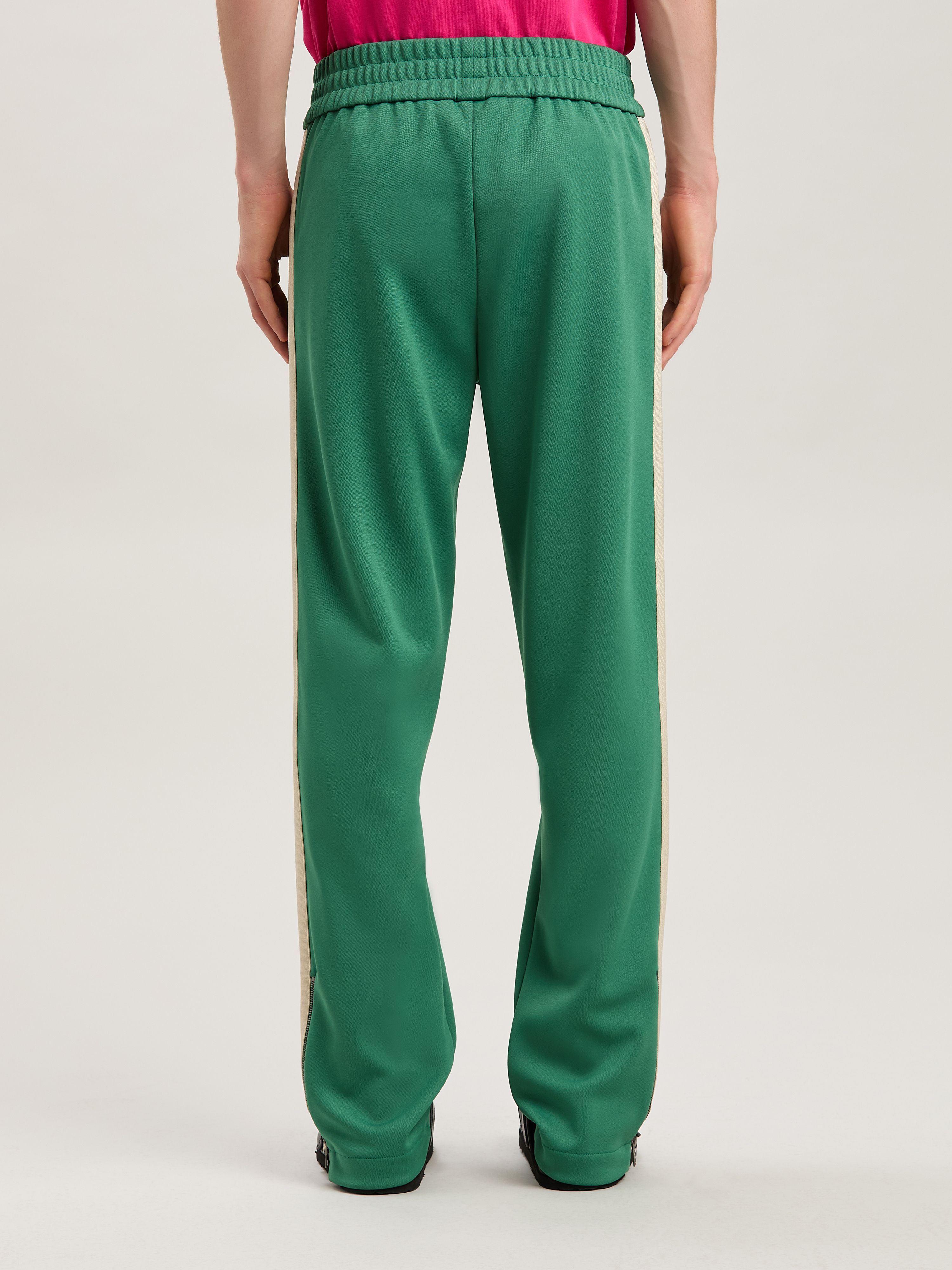 PALM ANGELS  Trainingshose mit gesticktem Logo FOREST GREEN - OFF WHITE PMCJ020S25FAB001