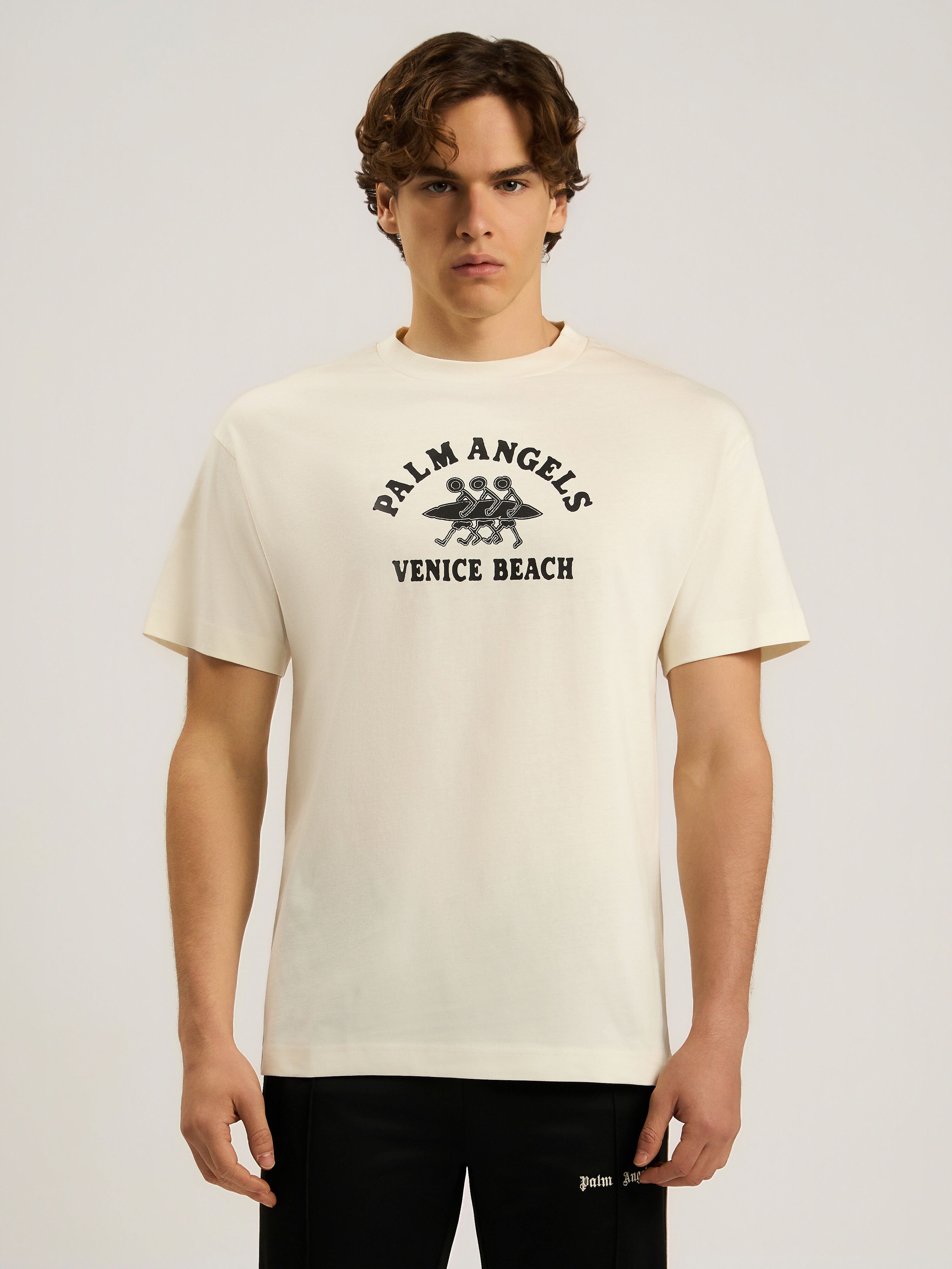 Surf Regular T-Shirt PALM ANGELS Surf Regular T-Shirt OFF WHITE - BLACK PAMAA01F26JR13