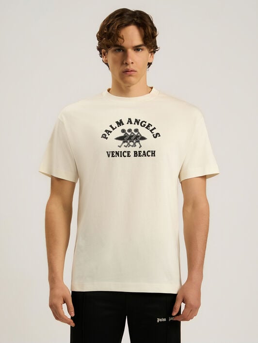 Surf Regular T-Shirt PALM ANGELS Surf Regular T-Shirt OFF WHITE - BLACK PAMAA01F26JR13