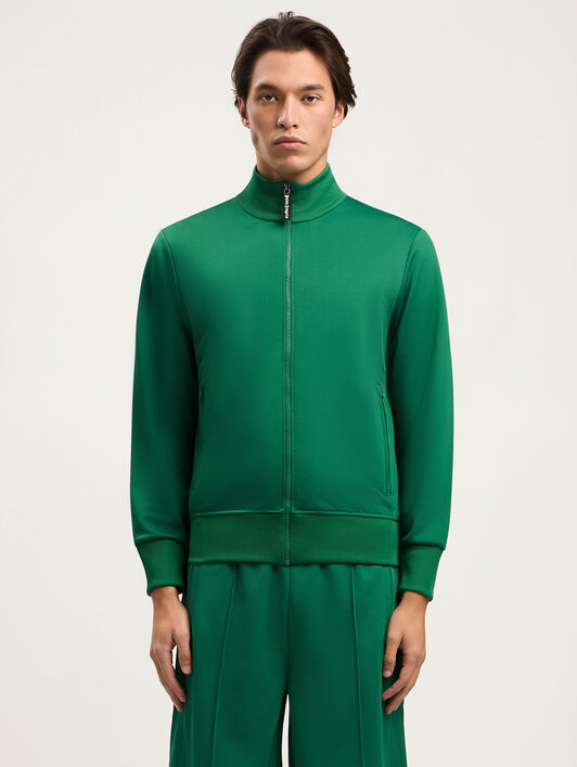 PALM ANGELS Curved Logo Track Jacket GREEN BLACK PMBD089S26FAB001